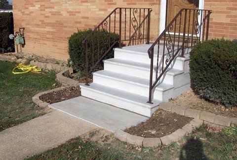 Steps with modern railing design